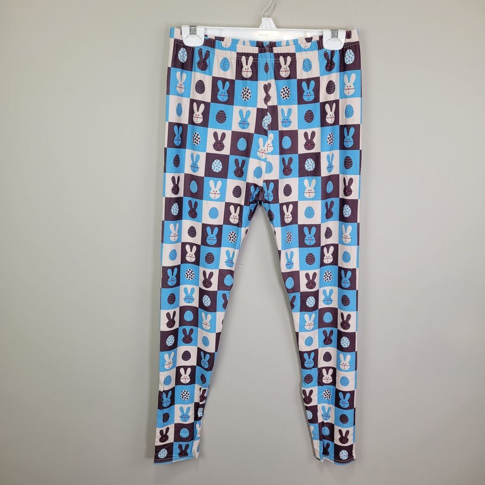 Mad Hatter Dezign Egg And Bunny Print Polyester Spandex Ankle‎ Leggings Plus...